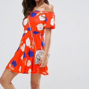 ASOS Off Shoulder Skater Sundress in Floral - 2